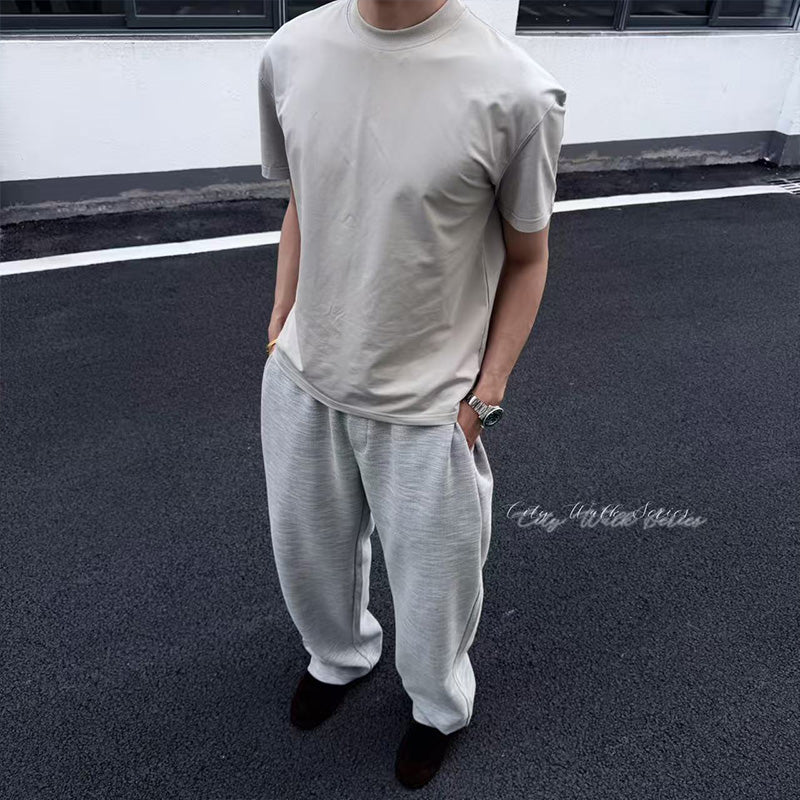 Woven Cotton-Knit Fitted Tee