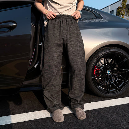 Textured Heather Pleat Track Pants