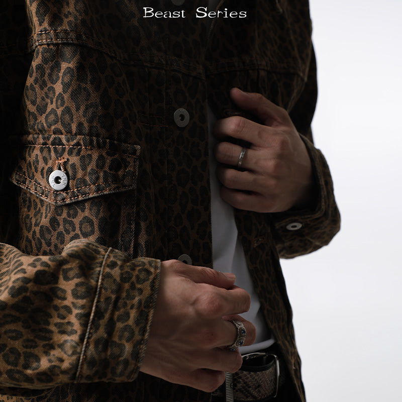 Beast Print Denim Trucker Jacket