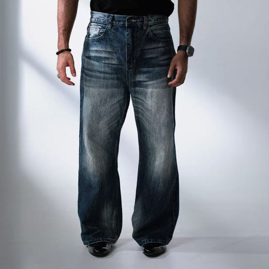 Liquid Metal Wide-Leg Jeans