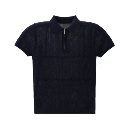 Pure Lyocell Draped Half-Zip Polo