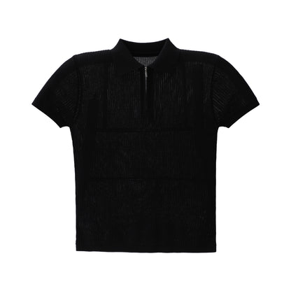 Pure Lyocell Draped Half-Zip Polo