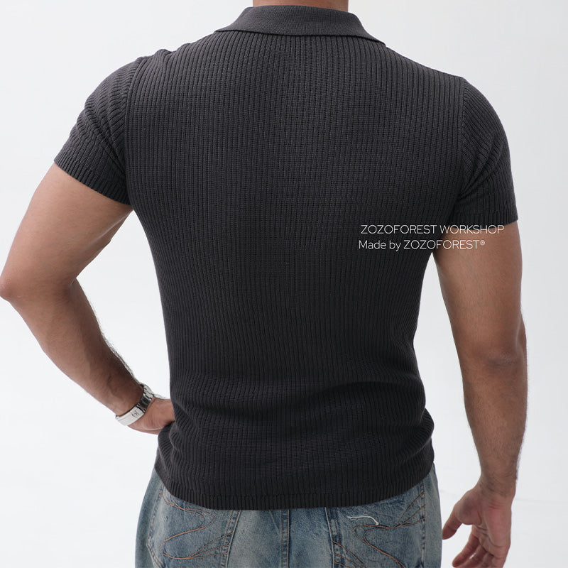 Pure Lyocell Draped Half-Zip Polo