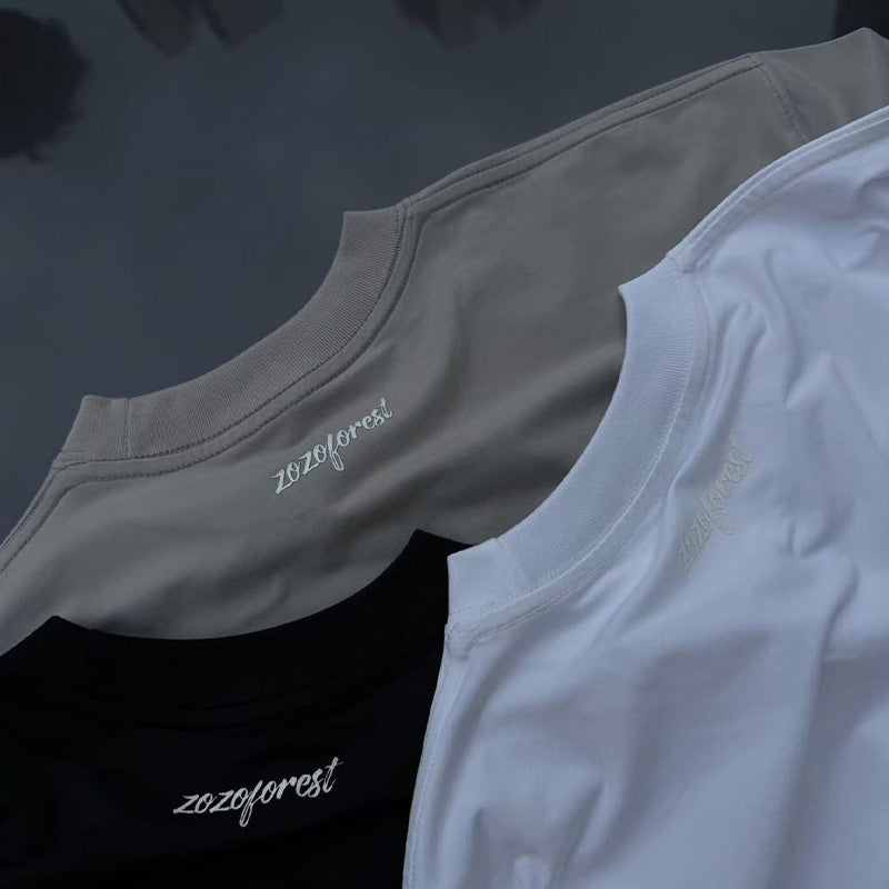 Woven Cotton-Knit Fitted Tee