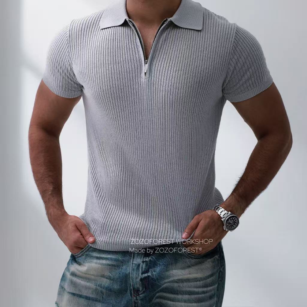 Pure Lyocell Draped Half-Zip Polo
