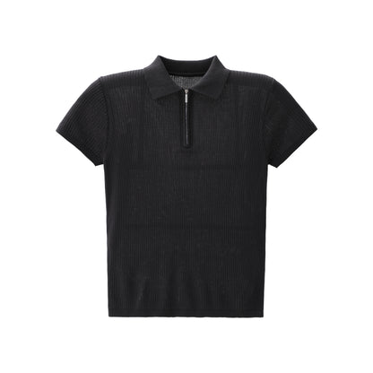 Pure Lyocell Draped Half-Zip Polo
