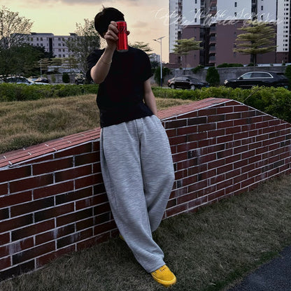 Textured Heather Pleat Track Pants