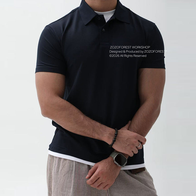 Layered Acetate-Silk Polo