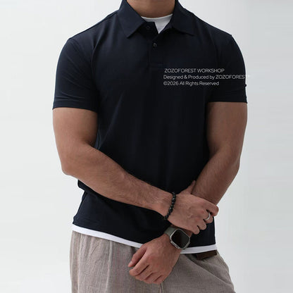 Layered Acetate-Silk Polo