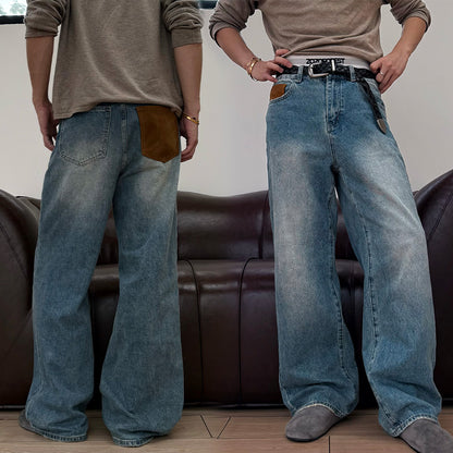 Contrast Pocket Flare Jeans