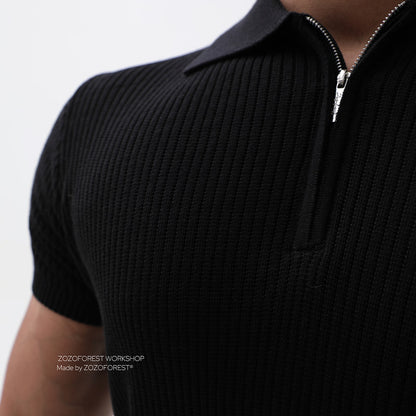 Pure Lyocell Draped Half-Zip Polo