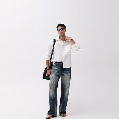 Liquid Metal Wide-Leg Jeans