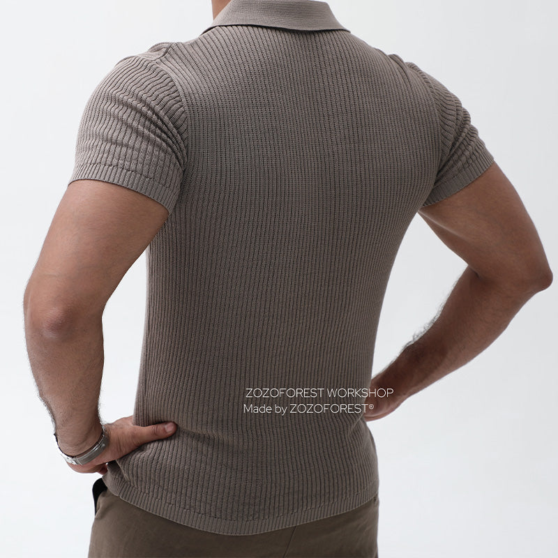 Pure Lyocell Draped Half-Zip Polo
