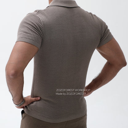 Pure Lyocell Draped Half-Zip Polo