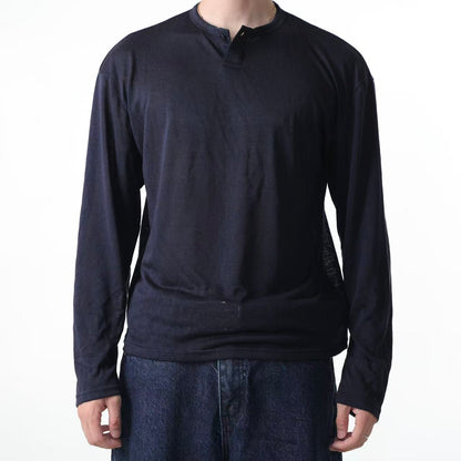 "Morning Mist" Lightweight Lyocell-Blend Draped Henley Top
