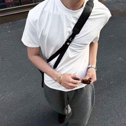 Woven Cotton-Knit Fitted Tee