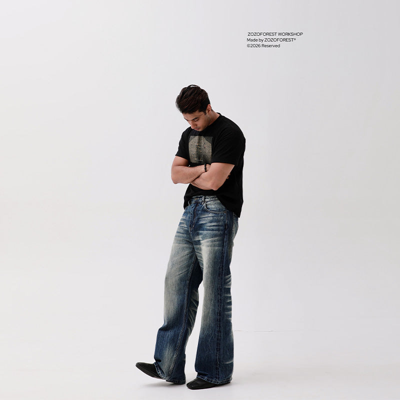 Liquid Metal Wide-Leg Jeans