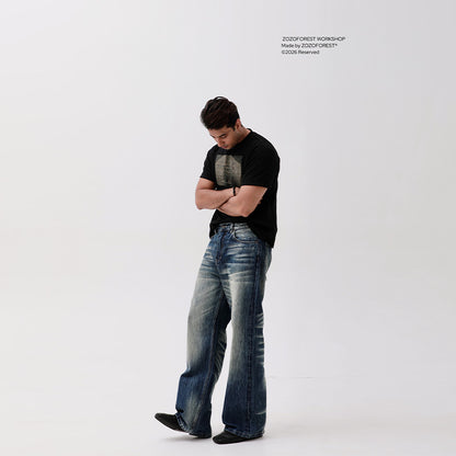 Liquid Metal Wide-Leg Jeans