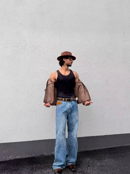 Contrast Pocket Flare Jeans