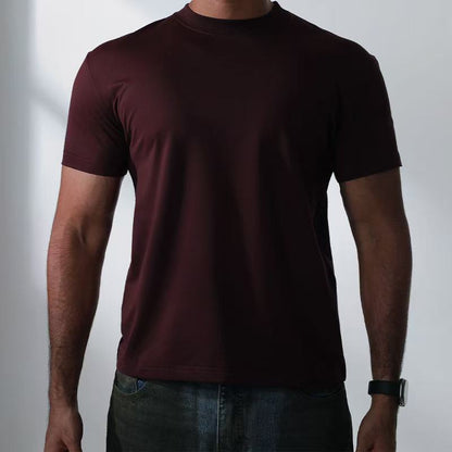 Woven Cotton-Knit Fitted Tee
