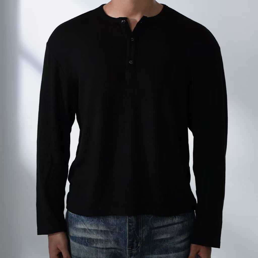 Draped Henley Sweatshirt